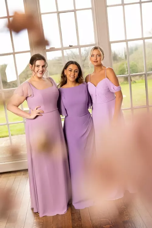 Mauve beaded online bridesmaid dress
